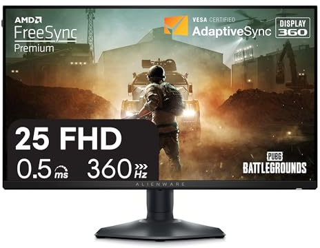 Alienware 25 Monitor da gioco AW2523HF 24.5 IPS LED Full HD (1920 × 1080) Display 360Hz - AMD FreeSync - VESA - Monitor (USB, HDMI) Regolazione altezza/inclinazione/orientabilità/rotazione - Lato