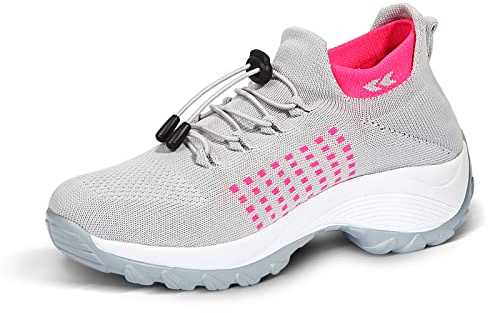 STUNAHOME Slip on Trainers Women Thick Bottom, Air Cushioned, Comfortable Walking Shoes with Breathable Mesh Sneakers Ladies Casual Orthopedic Shoes