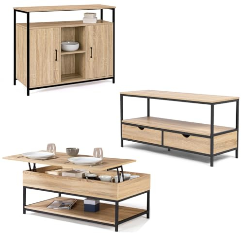 IDMarket - Ensemble Meubles de Salon Detroit Design Industriel