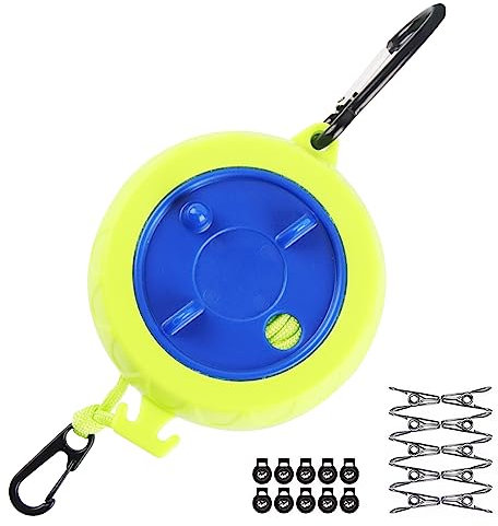 Stendibiancheria Retrattile da Campeggio, Taozoey 10 M Filo Stendibiancheria da Viaggio, Corda da Bucato Esterno Portatile, Corda Per Biancheria Antivento con 10 Fibbie Fisse e 10 Clip