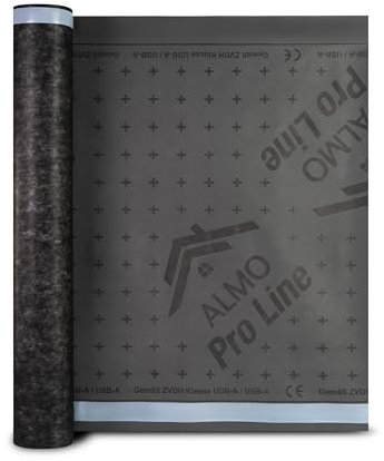 ALMO diffusionsoffene UV Unterspannbahn 75m² (1,5 x 50m), Fassadenbahn, 130g/m², Unterdeckbahn, wasserabweisend & UV-beständig mit integrierter Selbstklebenaht
