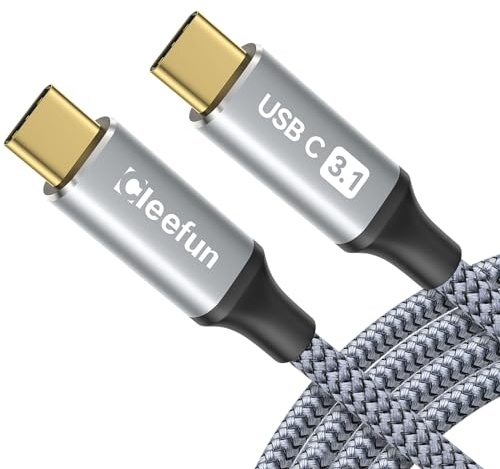CLEEFUN USB3.1 USB C auf USB C Datenkabel und Ladekabel 2M, 10Gbit/s Datenübertragung, 100W Schnellladung, 4K Video Output für iPhone 16 15 Pro Max, MacBook Pro/Air M2, iPad Pro 2022 Galaxy S24 S23