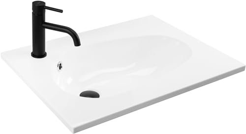 Rea Lavabo da Incasso SELENA 60 Lavabo Bagno 610 x 465 x 165 mm Conglomerato (Bianco)