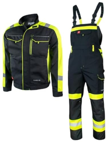 KEILOR Arbeitsoverall-Set Herren Arbeitsjacke und Latzhose mit Kniepolstertaschen Herren Latzhose Schutzanzug Arbeitsanzug Schutzanzug, strapazierfähige Arbeitskleidung Größe 62