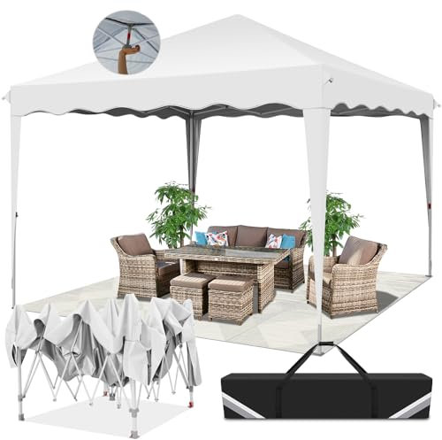COBIZI Pavillon 3x3 Wasserdicht Stabil mit Wellige, UV-Schutz 50+ Faltbarer Popup Pavillon, Höhenverstellbar Partyzelt für Strand, Gartenparty, Camping, Weiß