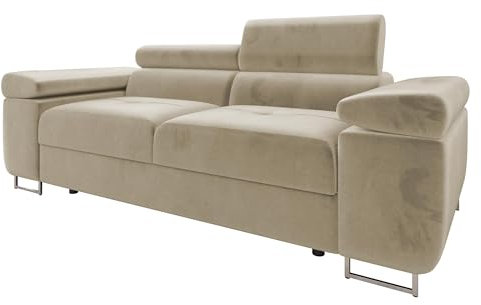 Mirjan24 Sofa Torezio II mit Einstellbare Kopfstützen, Zweisitzer Polstersofa, Füße aus Metall Chrom, Sofagarnitur, Wohnlandschaft, Couchgarnitur (Manila 02)