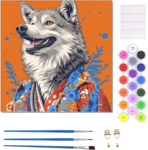 DIY Malen Nach Zahlen Erwachsene Hunde Tiere Malen Nach Zahlen Kits auf Leinwand, Handgemalt Ölgemälde Leinwand Kits zur Heimdekoration, Pinseln Acrylpigment für Geschenke und Home Deko 50x50cm U-3165
