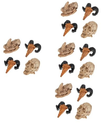 PRETYZOOM 4sets Skull Ornament Halloween Miniature Skeletons Garden Skull Statues Micro Landscape 4pcs*4