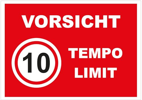 Indigos UG - Schild Tempo Limit 10-297x210 - Hinweisschild Warnschild Sicherheitsschild - Aluverbundplatte 3 mm - für Innen und Außen
