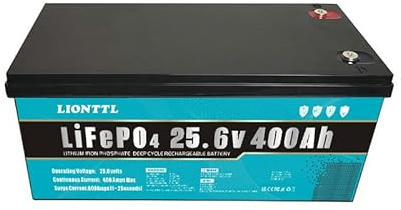 Leisure batteria，Lifepo4 batteria 24V(25.6V) 400AH batteria al litio ferro fosfato, 5000 cicli di vita, built-in BMS, batteria al litio per sistema solare, UPS