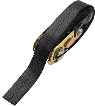Hihaha Ratchet Tie Down Straps/Heavy Duty Tensioning Belts Motorcycle Trailer Trucks Cargo/Adjustable 800kg 1x 3.2' / 1 Pcs Black