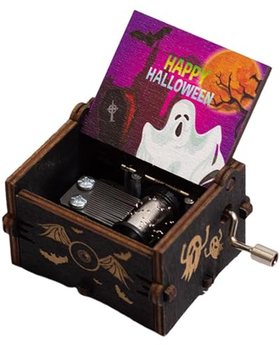 Generisch Caja de música con temática de Halloween, caja de música con manivela vintage, caja de música de cuerda para Halloween, caja de música festiva y elegante para amigos