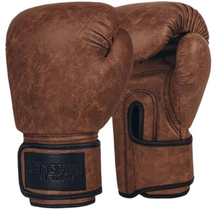 Baoblaze Gants de Boxe pour Adultes, Gants d'entraînement de Boxe, Gants de Frappe, Gants de Sparring pour Muay Thai, Marron 10 Oz