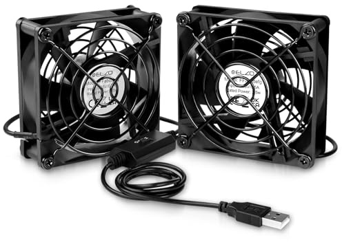 ELZO Ventilateur PC USB 80mm 5V, Ordinateur Portable vec 3 Vitesses Réglables Ventilateur de Refroidissement électronique pour PC TV Box AV Cabinet PS4 PS5 Boîte de Télévision Routeur Xbox PC Gamer