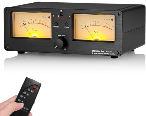 Vu3 commutatore amplificatore/altoparlante, doppio misuratore Vu analogico, interruttore amplificatore/altoparlante a 2 vie, 4 livelli di retroilluminazione regolabile, facile da usare, per gli amanti