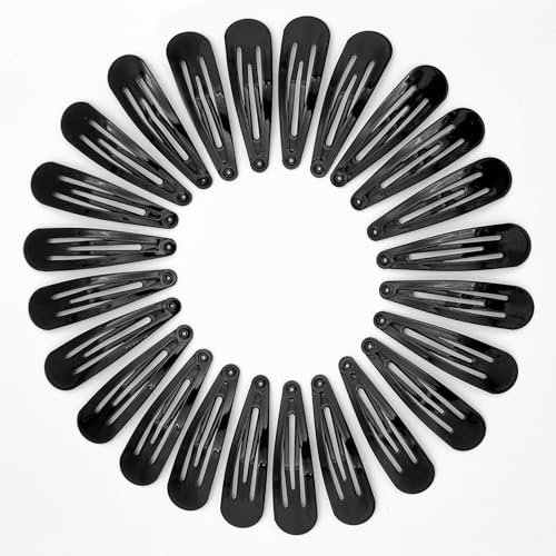 YISCOKO Haarspangen für Damen, schwarz, Metall-Haarspangen, 5,1 cm, Haarspangen, Kinder-Haarspangen, Mädchen-Haar-Accessoires (24 Stück, schwarz)