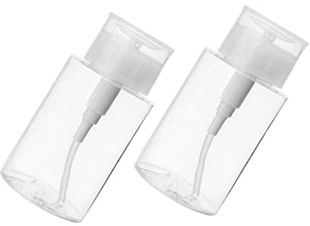 VINTORKY 2pcs 300ml Refillable Leak-proof Petg Push Pump Bottle Dispenser for Cleansing Water, Travel Liquid Bottle with Concise Design for Business Trip Use
