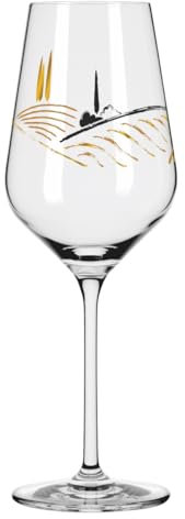 RITZENHOFF 3011011 - Bicchiere da vino bianco, 300 ml, serie a forma di cuore n. 11, con motivo a lettere in oro rosa, made in Germany