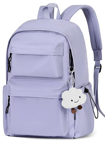 FIORETTO Backpack Womens School Bag Girls Boys, Lightweight Water-Resistant Fits 15.6” Laptop Large Capacity Rucksack with Anti-Theft Pocket, Ideal for School College Commuting Travel Purple