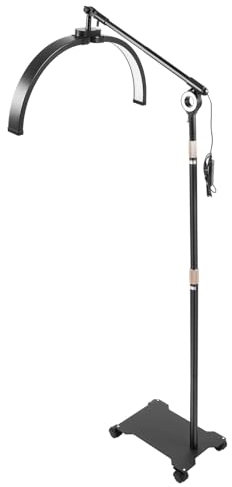Loohacp Halbmondlicht,Halbmond-Led-Lampe,Halbmond Wimpern Lampe Mit Handyhalter&Remote Control,Faltbare Wimpern-Bodenlampe,FüR Vlogging,SchöNheitssalon,Make-Up,Nachttischlampe (36W)
