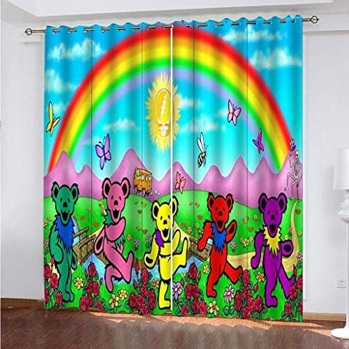 MAYNUO Blickdichte Vorhänge Mit Motiv 3D Bunter Tier Teddybär Kinder Gardinen Ösen Gardine Thermo 280x160 cm Schlafzimmer Kinderzimmer Vorhange Dekoratives Muster, Verdunklungsvorhänge