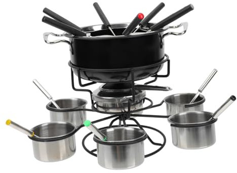 KICHOUSE Pentole per Fonduta Formaggio in Acciaio Portatile Pentole Calde Sicure Adatte per Cucina e Feste all Aperto