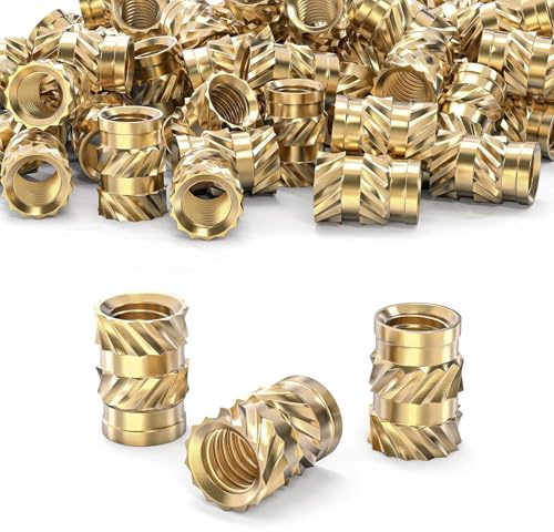 M5 Threaded Inserts, 50 Pieces M5×9.5×7.3 Heat Set Insert for 3D Printing Components and Plastic Parts, Brass Knurled Nuts
