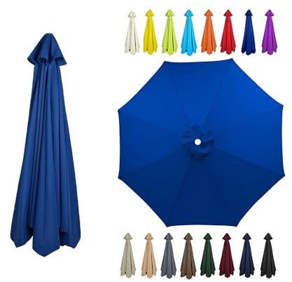 GFYHTN 8 Baleines Toile De Rechange pour Parasol Déporté, Housse De Rechange pour Parasol D'extérieur, 2/2.7/3/3.5 M Tissu De Rechange pour Jardin(Blue,350cm/11.5ft-8ribs)