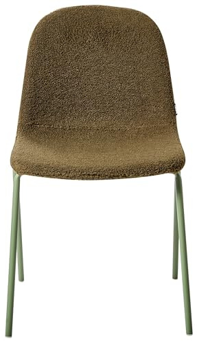 Beliani Conjunto de 2 sillas de Conferencia tapicería de bouclé Patas de Hierro apilables Muebles de Oficina Verde Loma