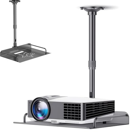 Buithafu Soporte de techo universal para proyector de aluminio, altura regulable (30-60 cm), capacidad de carga de hasta 15 kg, con gestión de cables, para cine en casa, oficina y escuela, resistente