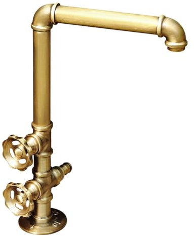 GBPLDMAQ Colonna Acqua Giardino retrò, Protezione Antigelo e Antisole, Rubinetto Esterno con Uscita Acqua a Doppio Uso, Tubo Antigelo per Esterni in Ottone, Stile Industriale retrò
