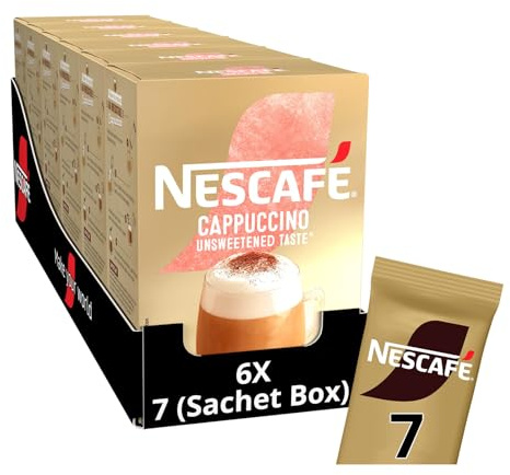 NESCAFÉ Cappuccino Unsweetened Instant Coffee Sachets x7 (Pack of 6, Total 42 Sachets)