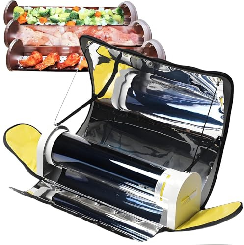 PioMue Forno Solare Portatile, fornello Solare da 4,5 Litri di Grande capacità, fornello da Campeggio per Esterni con termometro, per 3-5 Persone, Escursioni, Feste in Famiglia