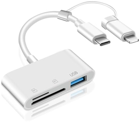SD Kartenleser für iPhone/iPad, [Apple MFi Certified] Adapter für SD/Micro SD/TF-Karten, Lightning&USB-C-Port Speicherkartenleser für iPhone 14/13/12/11, iPad, MacBook, Samsung, Plug & Play