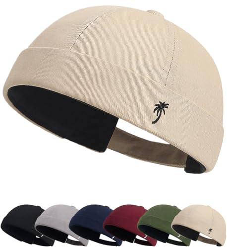 Cozyan Cotone Cappellino da Portuale Uomo Retro Docker-cap Berretto Docker da Motociclista Cappello Retro Cappellino Senza Visiera Uomo Donna Berretto Portuale Commando Lavoro Cotone Docker cap