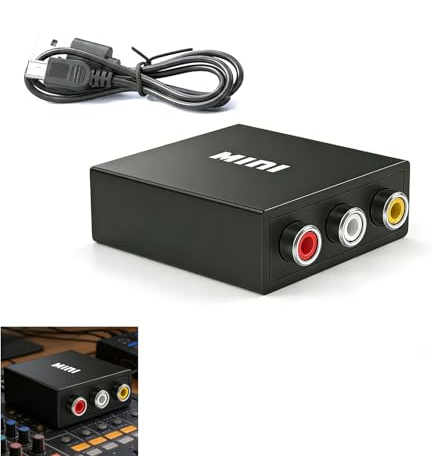 Adaptador RCA a HDMI, Convertidor AV a HDMI 1080P Mini Composite CVBS, Conversión de Señales de Video y Audio, Soporte PAL/NTSC, Compatible para Caméra, Xbox 360, PS2, PS3, WII, N64, Snes, PSP