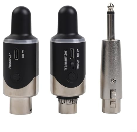 Système de microphone sans fil UHF avec émetteur et récepteur XLR, portée de 50 m, batterie de 6 à 8 heures, pour micro dynamique, guitare, table de mixage