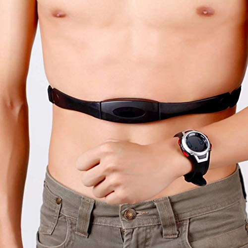 Reloj deportivo impermeable de 3 metros con monitor de frecuencia cardíaca, correa para el pecho, reloj deportivo para correr y bucear, con reloj despertador retroiluminado, color negro