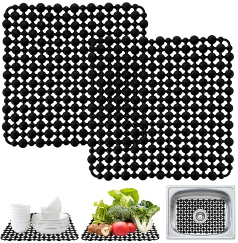 2 Pack Sink Protector Mat, 28x28 cm Cut to Size Mat for Ceramic Sink