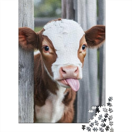 Vache Ferme Clôture 1000pcs Mini Puzzle pour Famille Difficile | 38x26cm Carton Décor Salon Structure Durable Cadeau Anniversaire Soulagement Du Stress