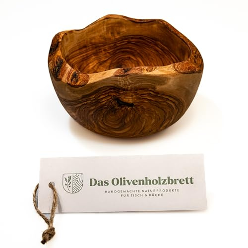 das Olivenholzbrett® Schale aus Olivenholz/Dekoschale oder Servierschale aus Holz/auffällig gemaserte Deko Schale, Knabberschale, Müslischale/Holzschale im Naturschnitt /12cm | Auffällig gemaserte Deko Schale, Knabberschale, Müslischale/Holzschale/Dekorschale/Hingucker in jeder Inneneinrichtung!