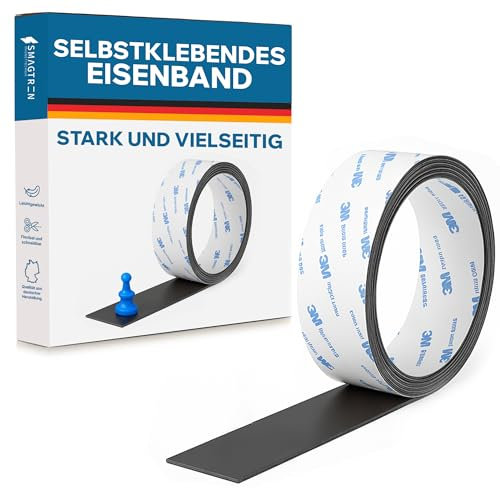 Smagtron Ferroband Eisenband - Selbstklebendes Eisenleiste, Eisenstreifen, Perfekt Für Magnete - Ideal für Büro und Bildungsprojekte – 18mm x 5m x 0,75mm | Weiß Matt