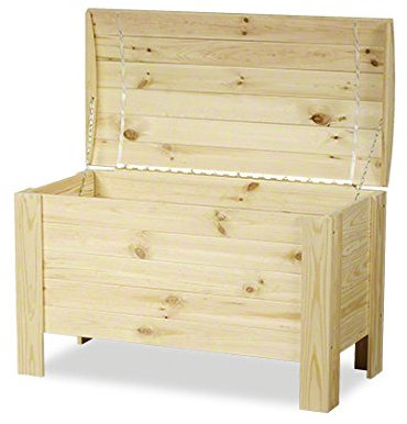 MODO24 Truhe, Holztruhe mit Deckel, Schatztruhe, Spielkiste, In- & Outdoor, Robuste, FSC-Holz, Abmessungen 50x77x40 cm, Farbe: Naturholz