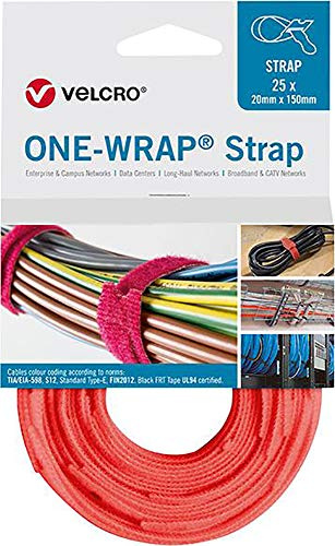 VELCRO One Wrap Strap Velcro Cable Ties 20 x 200 mm Orange Pack of 25