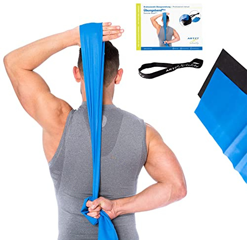 ARTZT vitality Fitnessband Plus | Gymnastikband für Kraftraining und Abnehmen zuhause | Fitness Training ohne Gewichte | 2 Stärken im Set Blau, Schwarz, 2,50 m x 11 cm