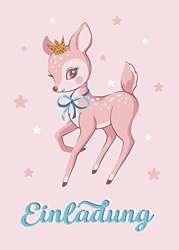 JuNa-Experten 10 Einladungskarten zum Kindergeburtstag Mädchen Bambi Einladungen zum Geburtstag