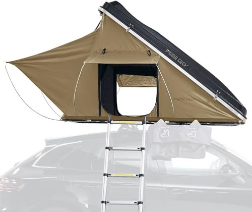 Prime Tech Hartschalen-Autodachzelt Delta schwarz/beige – Leichtbau, nur 45 kg