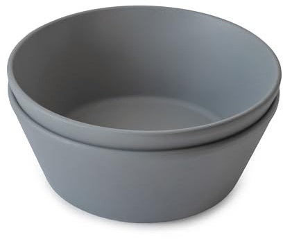 mushie Round Dinnerware Bowls for Kids | Made in Denmark, Set of 2 (Smoke)