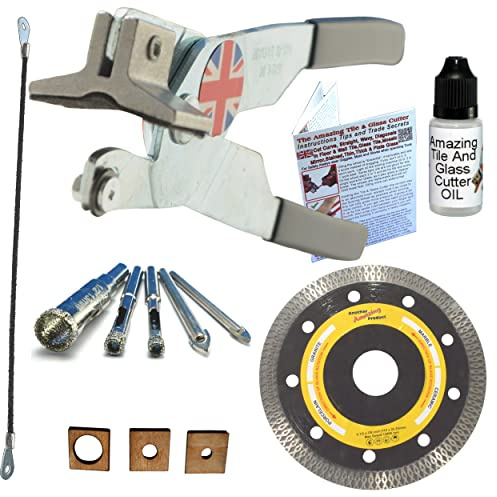 Tile Cutter Kit - 4.5 Grinder Blade for Corners & Sockets, Hacksaw Blade for Notches, Diamond Drill Bits for Tile & Glass