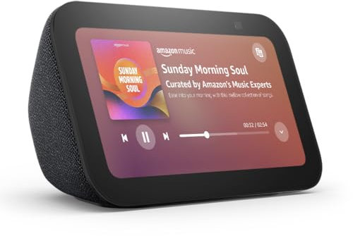 Echo Show 5 (Newest gen) | Smart display and alarm clock with clearer sound | Charcoal